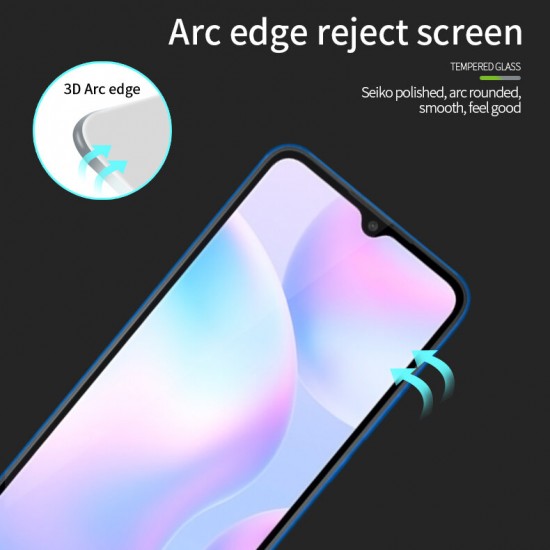 3D Curved Edge 9H Anti-Explosion Anti-Blue Ray Full Coverage Tempered Glass Screen Protector for Xiaomi Redmi 9A / Xiaomi Redmi 9C Non-original