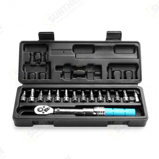 15pcs Torque Wrench Allen Key Tool Screwdriver Drive Socket Bit Set