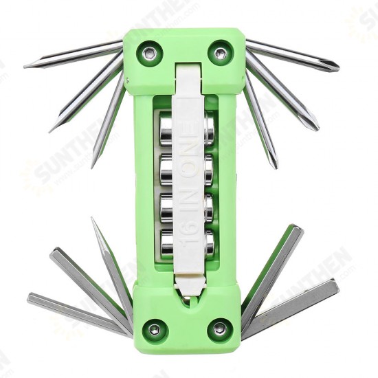 16 In 1 Multifunctional Folding Combination Screwdriver Sleeve Tool Set With LED Repair Tools