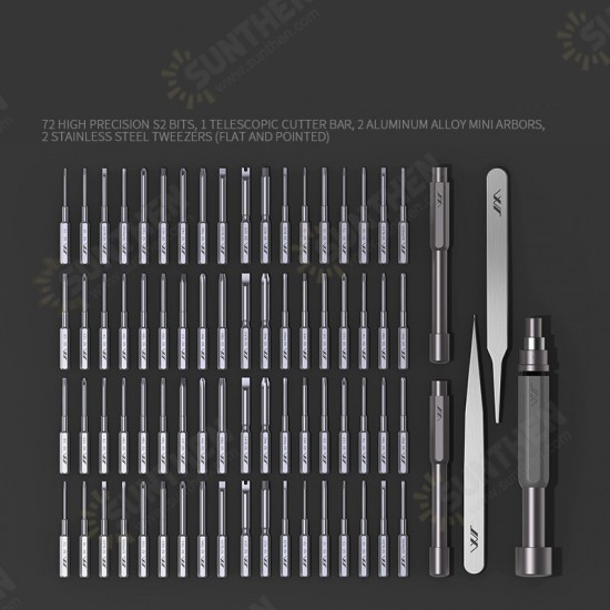 [2021 New] JM-GNT80 80 In 1 Precision Screwdrivers Multi-used DIY Repair Screw Driver 72PC S2 Bits With 2 Rods