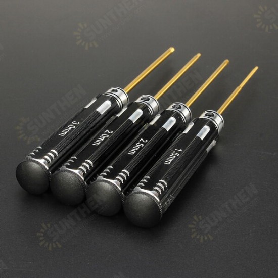 4pcs 1.5/2.0/2.5/3.0mm Hex Screwdriver Bit HSS Titanium Coated Repair Tool Set