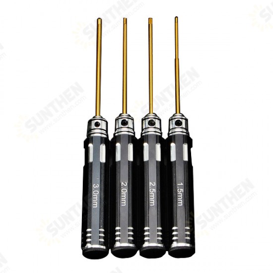 4pcs 1.5/2.0/2.5/3.0mm Hex Screwdriver Bit HSS Titanium Coated Repair Tool Set