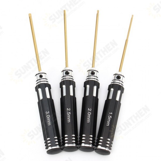 4pcs 1.5/2.0/2.5/3.0mm Hex Screwdriver Bit HSS Titanium Coated Repair Tool Set