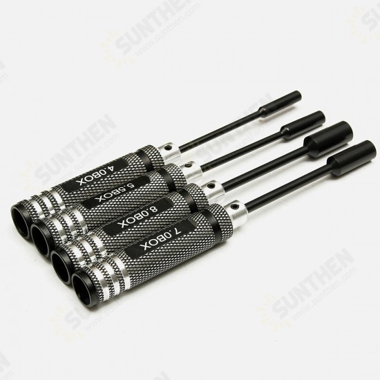 4pcs Metal 4.0/5.5/7.0/8.0mm Hex Screwdriver Tools NUT Key Socket Screwdriver Wrench Set