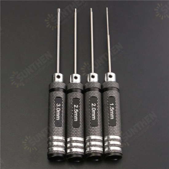 4pcs Hex Screwdriver Tool Kit 1.5/2.0/2.5/3.0mm Black Repair Tool Set