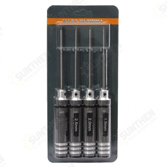 4pcs Hex Screwdriver Tool Kit 1.5/2.0/2.5/3.0mm Black Repair Tool Set