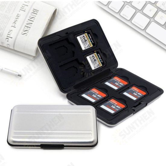 Memory Card Storage Case Holder Aluminum Alloy 16 Slots Box Protective Box for SD TF Card