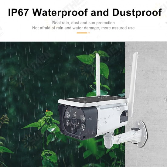 1080P Battery Surveillance Camera Wireless Solar Panel Charging Cam Two-way Intercom Remote Phone Control IR Night Vision Motion Detection IP67 Waterproof Outdoor Camera