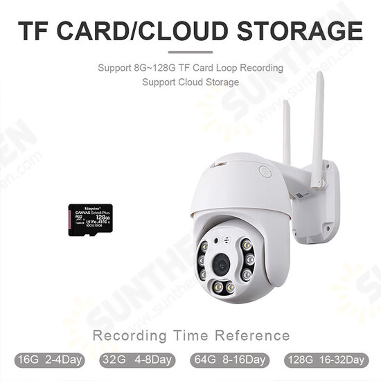 1080P HD 3MP PTZ Security Camera Two-way Talk Mobile Surveillance Cam IR Night Vision Record Playback IP66 Waterproof Support TF Card Outdoor Wireless IP