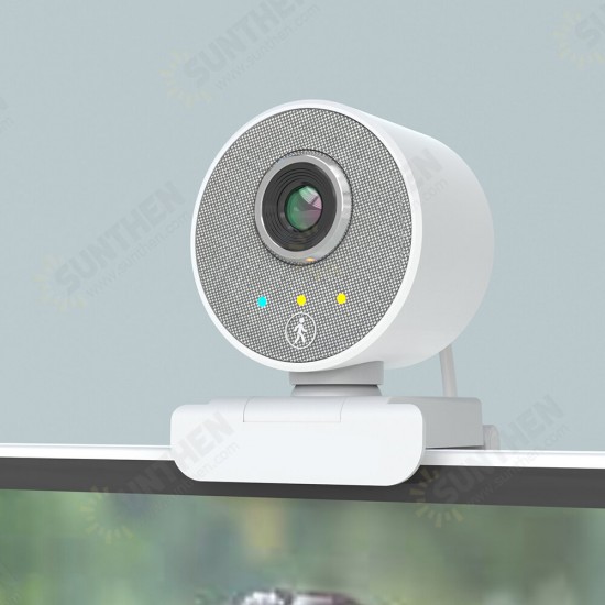 1080P Webcam 360° Panaromic Live Streaming USB Computer Camera with Stereo Microphone Desktop Laptop USB Webcam