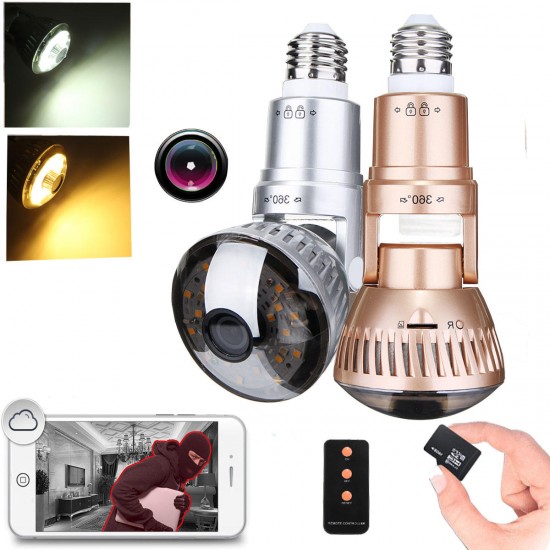 3.6mm Wireless Mirror Bulb Security Camera DVR WIFI LED Light IP Camera Motion Detection