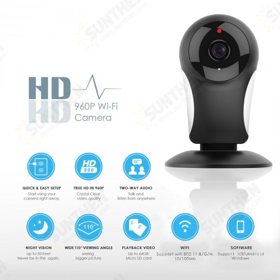 960P Home Security Camera HD Indoor/Outdoor 2.4G WiFi Wireless Security Surveillance IP Camera System with Night Vision-Two Way Audio-Motion Detection