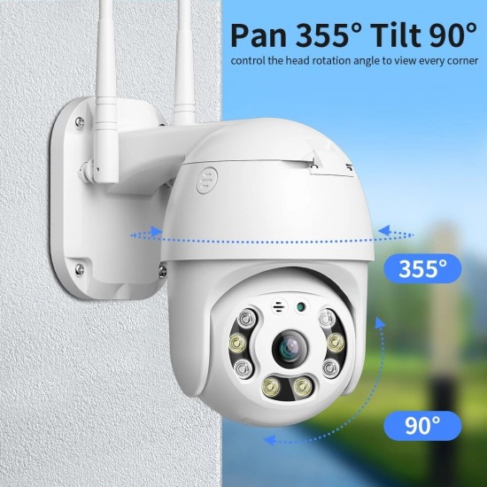 A12 1080P HD WiFi IP Camera Outdoor Wireless PTZ Cam Night Vision AI Human Detection 2-way Audio 8X Digital Zoom IP66 Waterproof