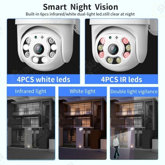 A12 1080P HD WiFi IP Camera Outdoor Wireless PTZ Cam Night Vision AI Human Detection 2-way Audio 8X Digital Zoom IP66 Waterproof