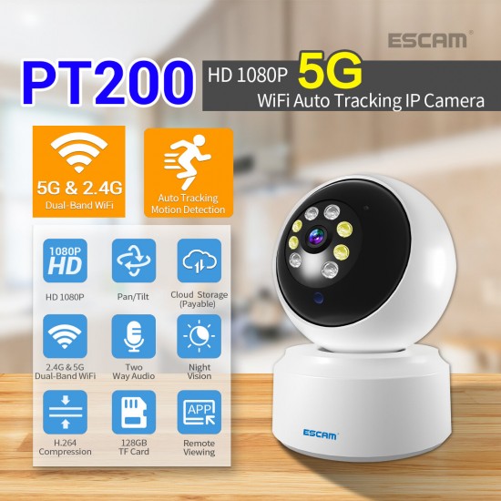 PT200 2MP 1080P 5G Dome WIFI IP Camera Mobile Tracking Coud Storage Bidirectional Voice Night Vision Home Security CCTV Monitor