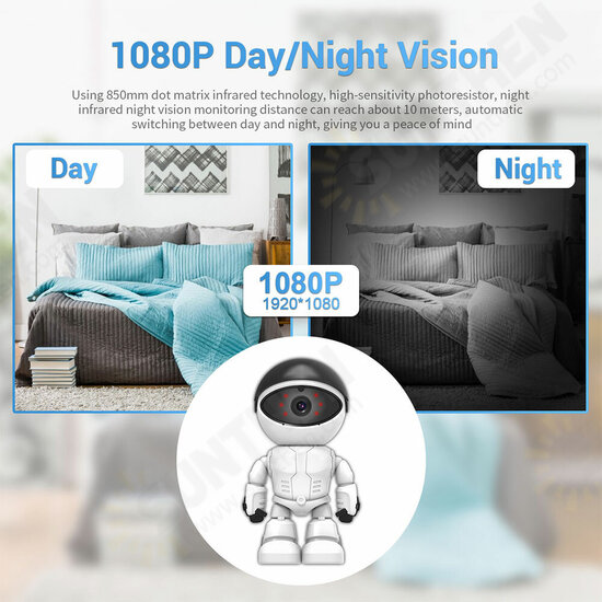 PT205 1080P Robot IP Camera Security Camera 360 ° WiFi Wireless 2MP CCTV Camera Smart Home Video Surveillance P2P Hidden Baby Monitor