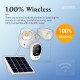 QF609 Solar Powered Floodlight 1080P Wireless Battery 1000LM Floodlight Cloud Storage Camera With 12000mAh Rechargeable Batteries Color Night Vision