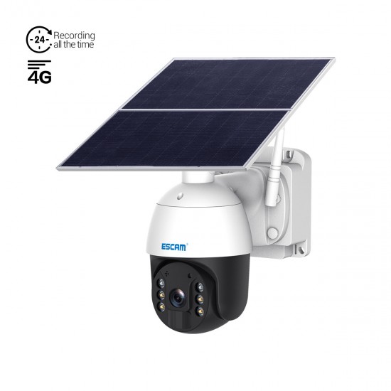 QF724 3MP 24 Hours Recording Cloud Storage PT 4G Battery PIR Alarm IP Camera with Solar Panel Full Color Night Vision IP66