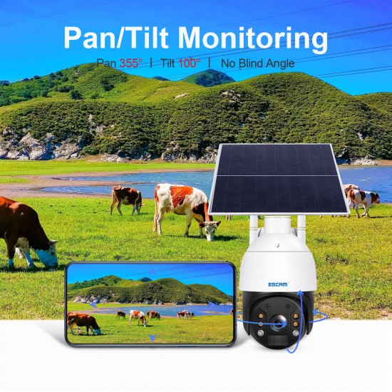QF724 3MP 24 Hours Recording Cloud Storage PT 4G Battery PIR Alarm IP Camera with Solar Panel Full Color Night Vision IP66