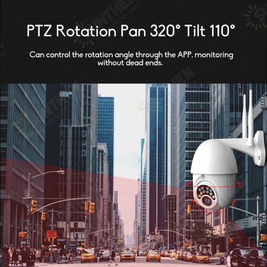 10LED 5X Zoom HD 2MP IP Security Camera WiFi Wireless 1080P Outdoor PTZ Waterproof Night Vision ONVIF