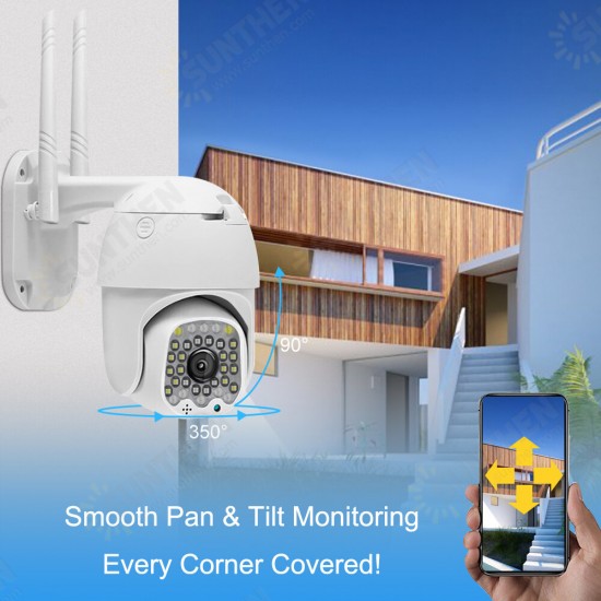 4X Zoom 32LED 1080P HD Wifi IP Security Camera Outdoor Light & Sound Alarm Night Vision Waterproof