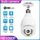 V380 8 LED WIFI E27 Bulb Dome Camera PTZ AP Hotspot Dual Light 4 infrared + 4 White Light Night Vision with Base Remote Control