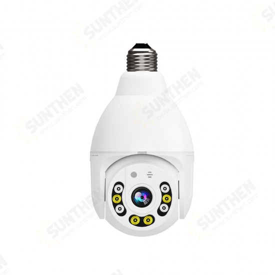 V380 8 LED WIFI E27 Bulb Dome Camera PTZ AP Hotspot Dual Light 4 infrared + 4 White Light Night Vision with Base Remote Control