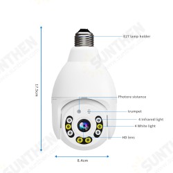 V380 8 LED WIFI E27 Bulb Dome Camera PTZ AP Hotspot Dual Light 4 infrared + 4 White Light Night Vision with Base Remote Control V380 8 LED WIFI E27 Bulb Dome Camera PTZ AP Hotspot Dual Light 4 infrared + 4 White Light Night Vision with Base Remote Control