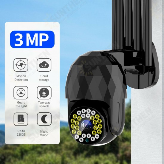 28LED 5X Zoom HD 3MP IP Security Camera Outdoor PTZ Night Vision Wifi IP66 Waterproof Two Way Audio Motion Detecting Camera CCTV Surveillance