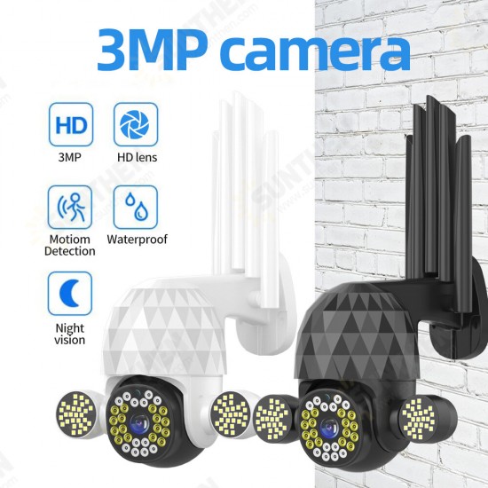 3MP HD PTZ Security Wifi IP Camera Night Vision H.265 IP66 Waterproof 360° Panoramic Motion Detections 5 x Zoom Camera