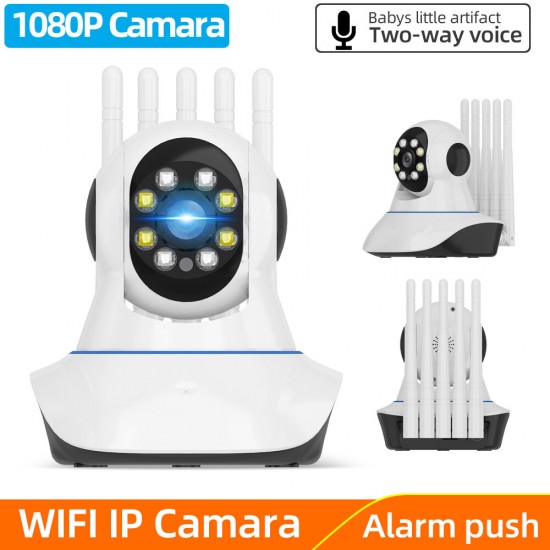 1080P PTZ WIFI IP Camera 360° Viewing Angle Two-Way Audio Night Vision Cloud Storage Motion Detections Waterproof Dual Light Source Monitor