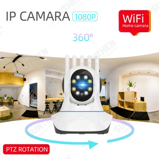 1080P PTZ WIFI IP Camera 360° Viewing Angle Two-Way Audio Night Vision Cloud Storage Motion Detections Waterproof Dual Light Source Monitor