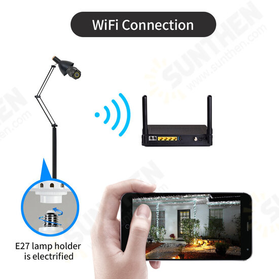 WIFI HD 1080P Surveillance E27 Camera 39 Lights Diamond Bulb Ball Camera Smart Dual-light Night Vision with E27 Base