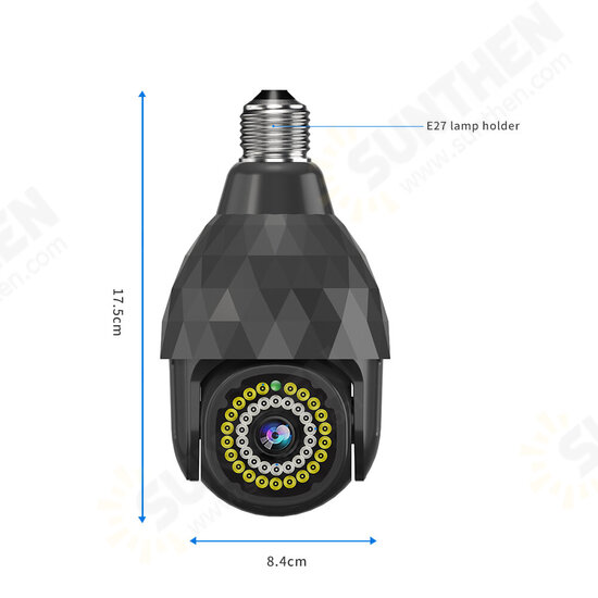 WIFI HD 1080P Surveillance E27 Camera 39 Lights Diamond Bulb Ball Camera Smart Dual-light Night Vision with E27 Base