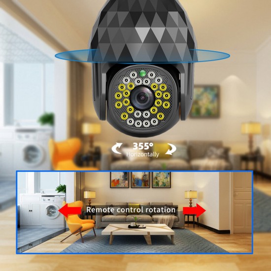 WIFI PTZ HD 1080P Surveillance E27 Camera 28 LED Diamond Bulb Ball Camera Smart Dual light Night Vision with E27 Base