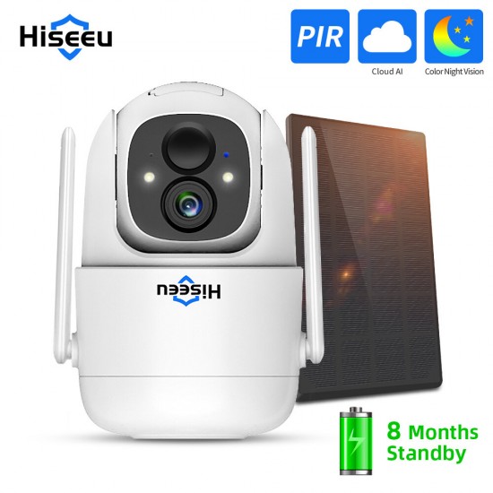 1080P Cloud AI WiFi Video Security Surveillance Camera Rechargeable Battery with Solar Panel Outdoor Pan & Tilt Wireless