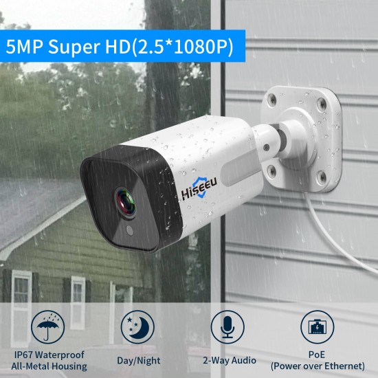 4Pcs POE H.265+ Security IP Cameras 8CH 5MP NVR Camera System Support Audio Night Vision 10m IP66 Waterproof Onvif