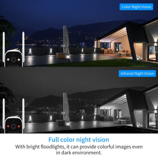 C40 3MP HD Outdoor Security IP Battery Camera Night Vision 14400mAh Battery Camera PIR Motion Detections Two Way Audio Baby Monitor