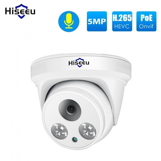 HC615-P-3.6 5MP 1920P POE IP Camera H.265 Audio Dome Camera ONVIF Motion Detect for PoE NVR App View