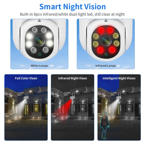 WHD315 4K 5MP WiFi Camera Intelligent Night Vision Two-way Audio AI Human Detection IP66 Waterproof Support TF Card Wireless PTZ IP Safety Camera