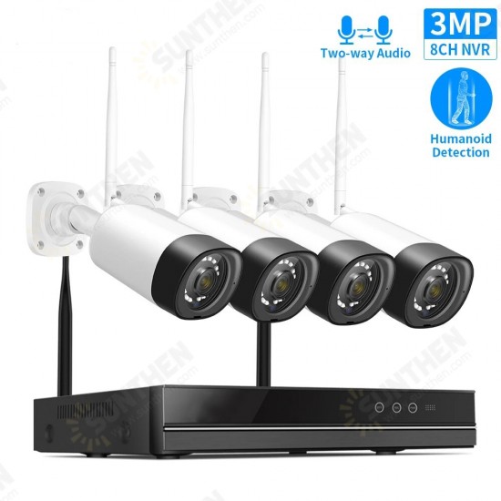 WNKIT-4HB312 8CH 3MP 1536P Wireless CCTV Security System NVR Kit IR Outdoor Audio Recorrd IP Camera Waterproof Wifi NVR Kit Video Surveillance