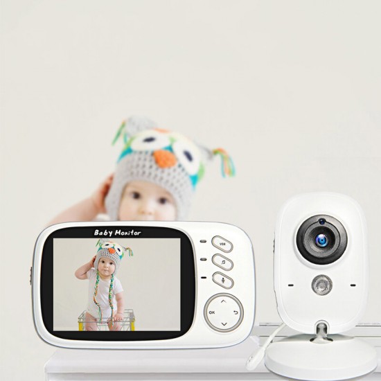 VB603 Wireless Video Baby Monitor 3.2 inch Baby Nanny Security Camera Night Vision Temperature Sleeping Monitor - EU Plug