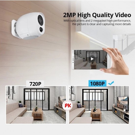 2MP WiFi IP Camera Battery Surveillance Security Monitor Night Vision AP CCTV PIR Alarm Audio Cloud Storage