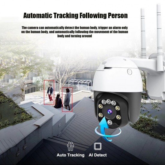 Newest SD05W 5MP HD 3.6mm 5x Zoom Focus PTZ IP Camera P2P IP66 Waterproof Human Detection Night vision Speed Dome H.265+ Outdoor CCTV Camera