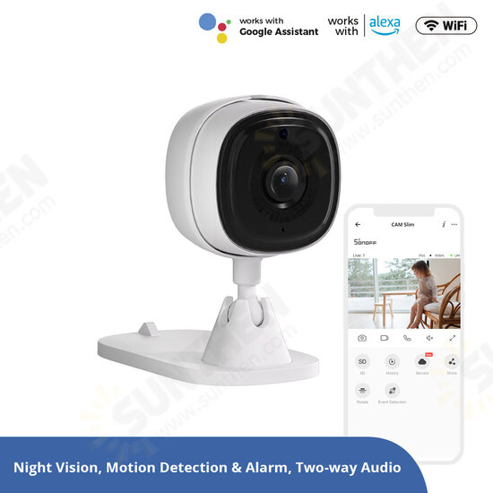 CAM Slim Wi-Fi Smart Security Camera 1080P HD Two-way Audio Surveillance Automatic Tracking Motion Alarm Work with Alexa