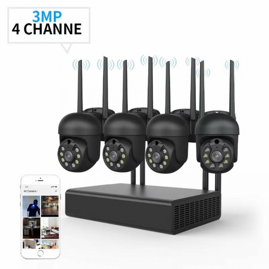 4CH 3MP Security Camera System Surveillance H.265+ P2P 5X Zoom WIFI IP Camera NVR Kit Home IP CCTV Camera Set Eseecloud