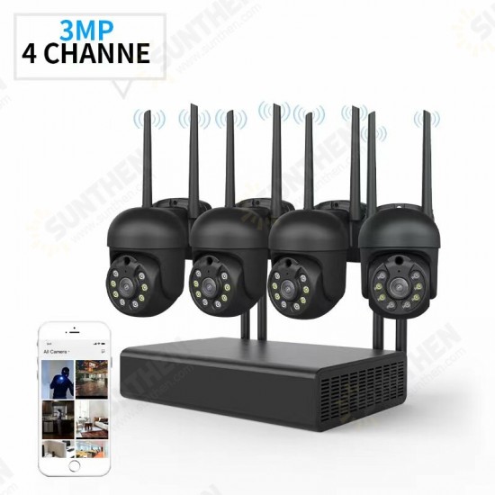 4CH 3MP Security Camera System Surveillance H.265+ P2P 5X Zoom WIFI IP Camera NVR Kit Home IP CCTV Camera Set Eseecloud