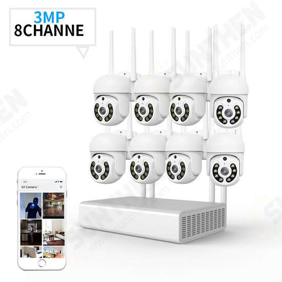 8CH 3MP Security Camera System Surveillance H.265+ P2P 5X Zoom WIFI IP Camera NVR Kit Home IP CCTV Camera Set Eseecloud