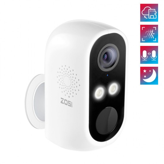 C1 1080P WiFi Battery Camera Wireless Two-Way Audio PIR Detection Night Vision Cam Intelligent Outdoor Security Siren Alarm Cameras for Home Safety