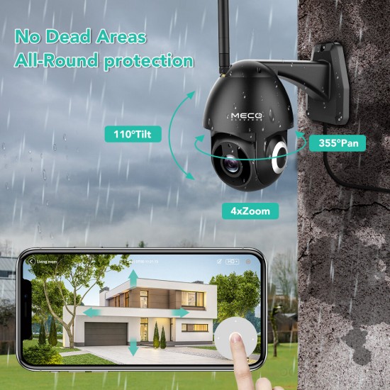1080P Pan/Tilt/8X Zoom Security Camera Two Way Audio AI Humanoid Detection Cloud Storage Waterproof WiFi IP Camera Work with Amazon Alexa